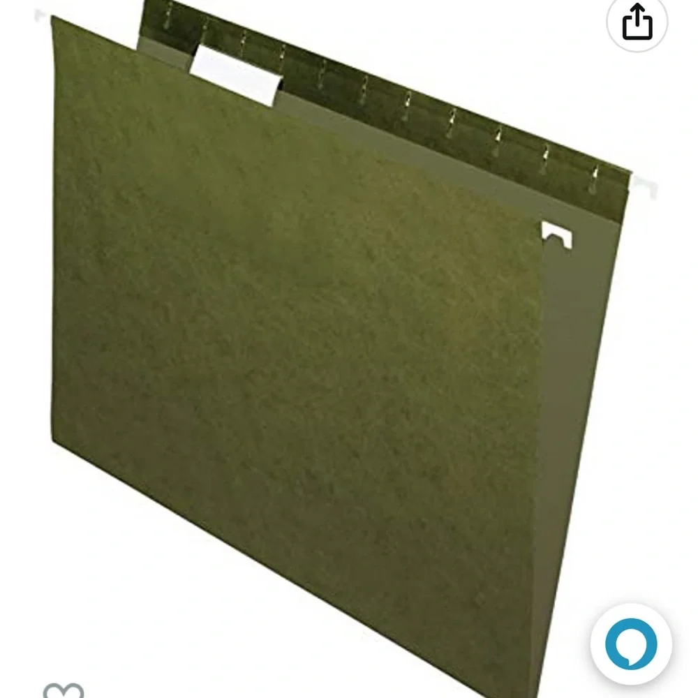 NWT Office Depot standard green letter size hanging file folders box of 25